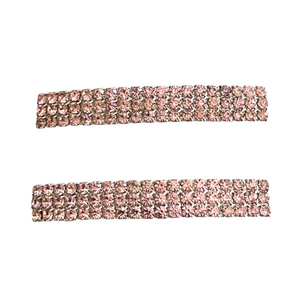 Four *Think Pink*  Sparkling Crystal & Floral Barrettes - Picture 4 of 7